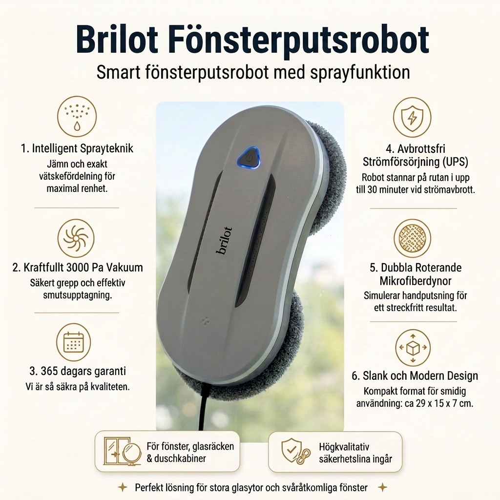 Fönsterputsrobot- Sitt och vila – låt roboten göra jobbet.