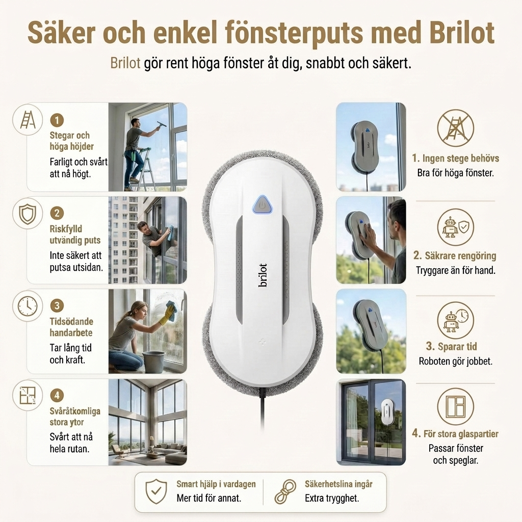 Fönsterputsrobot- Sitt och vila – låt roboten göra jobbet.